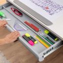 Bureau enfant technique réglable en hauteur blanc en MDF et piètement en métal - TECHNIK