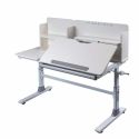 Bureau enfant avec étagères technique réglable en hauteur blanc en MDF et piètement en métal - TECHNIK