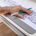 Bureau enfant avec étagères technique réglable en hauteur blanc en MDF et piètement en métal - TECHNIK