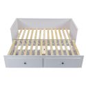 Lit banquette 90X200 cm extensible en 180X200 cm avec tiroirs de rangement en pin vernis blanc - WILMA
