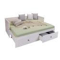 Lit banquette 90X200 cm extensible en 180X200 cm avec tiroirs de rangement en pin vernis blanc - WILMA