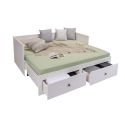 Lit banquette 90X200 cm extensible en 180X200 cm avec tiroirs de rangement en pin vernis blanc - WILMA