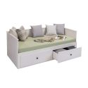 Lit banquette 90X200 cm extensible en 180X200 cm avec tiroirs de rangement en pin vernis blanc - WILMA