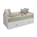 Lit banquette 90X200 cm extensible en 180X200 cm avec tiroirs de rangement en pin vernis blanc - WILMA
