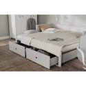 Lit banquette 90X200 cm extensible en 180X200 cm avec tiroirs de rangement en pin vernis blanc - WILMA