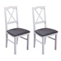 Lot de 2 chaises en bois laquéblanc assise simili cuir gris - FARRAH