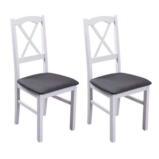 Lot de 2 chaises en bois laquéblanc assise simili cuir gris - FARRAH