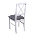 Lot de 2 chaises en bois laquéblanc assise simili cuir gris - FARRAH