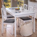 Lot de 2 chaises en bois laquéblanc assise simili cuir gris - FARRAH
