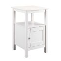Table d'appoint 1 porte en pin massif vernis blanc - DORIE
