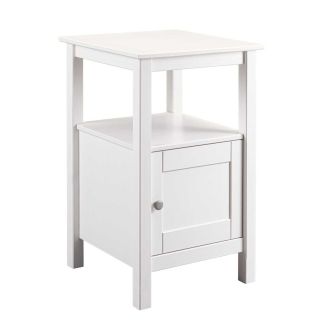 Table d'appoint 1 porte en pin massif vernis blanc - DORIE