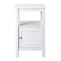 Table d'appoint 1 porte en pin massif vernis blanc - DORIE