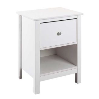 Chevet 1 porte en pin massif vernis blanc - DORIE
