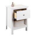 Chevet 1 porte en pin massif vernis blanc - DORIE