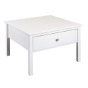 Table basse 1 tiroir en pin massif vernis blanc - DORIE