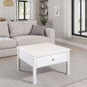 Table basse 1 tiroir en pin massif vernis blanc - DORIE
