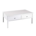 Table basse 2 tiroirs en pin massif vernis blanc - DORIE