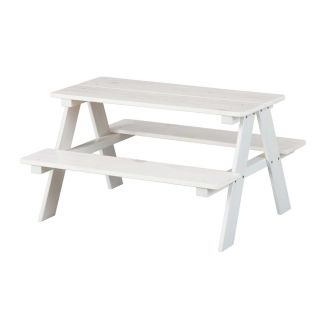 Table avec Bancs pour Enfant en pin massif vernis blanc - ANDERS