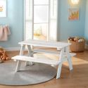 Table avec Bancs pour Enfant en pin massif vernis blanc - ANDERS