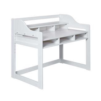 Bureau enfant réglable en hauteur en pin massif laqué blanc - GAEL