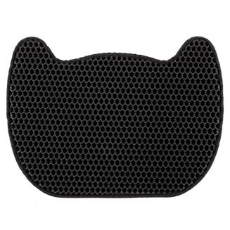 Tapis de litière pour chat forme tête de chat noir en nid d'abeille