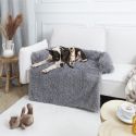 Jeté de lit pour chien en fourrure synthétique et rembourrage gris