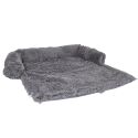 Jeté de lit pour chien en fourrure synthétique et rembourrage gris