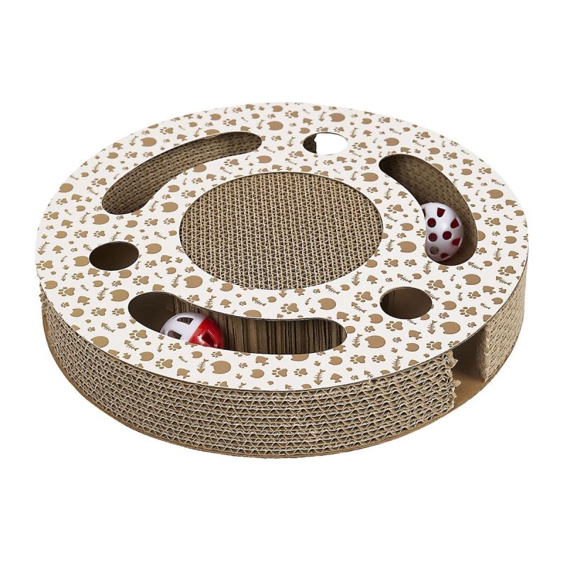 Jeu griffoir rond pour chat avec 2 balles Jeu griffoir rond pour chat avec 2 balles