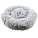 Coussin pour animaux rond diamètre 50 cm en fourrure synthétique ultra douce gris