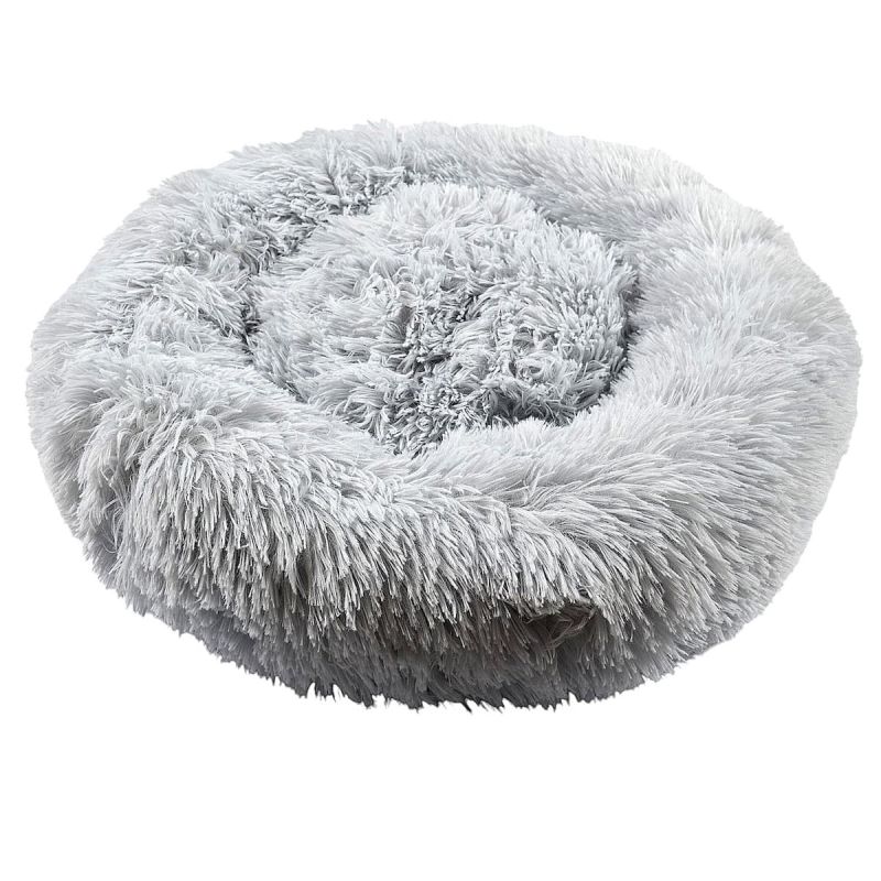 Coussin pour animaux rond diamètre 50 cm en fourrure synthétique ultra douce gris Coussin pour animaux rond diamètre 50 cm en fourrure synthétique ultra douce gris
