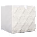 Cube de rangement pliable tissu tufté blanc 30x30 cm