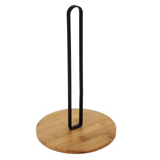 Support pour rouleau d'essuie tout en bambou et métal