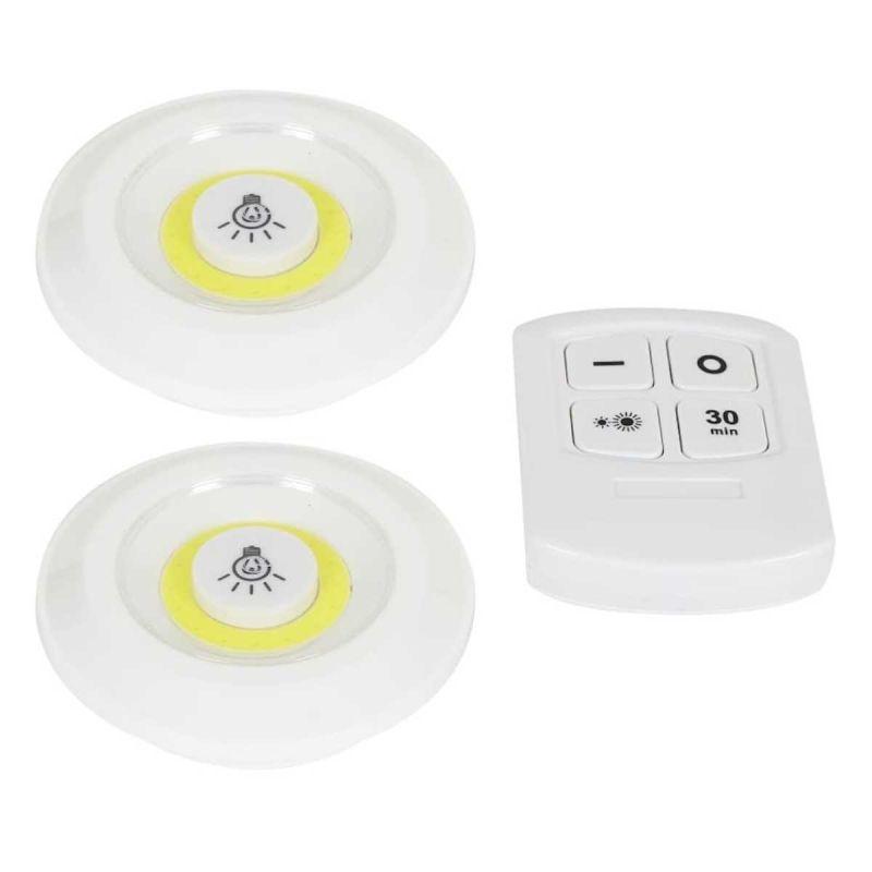 Pack de 2 lampes LED nouvelle génération adhésives avec télécommande