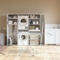 Etendoir à linge extensible 15 mètre d'étendage en métal et plastique blanc