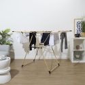 Etendoir à linge pliable 13 mètres étendage tubes métallique effet bois