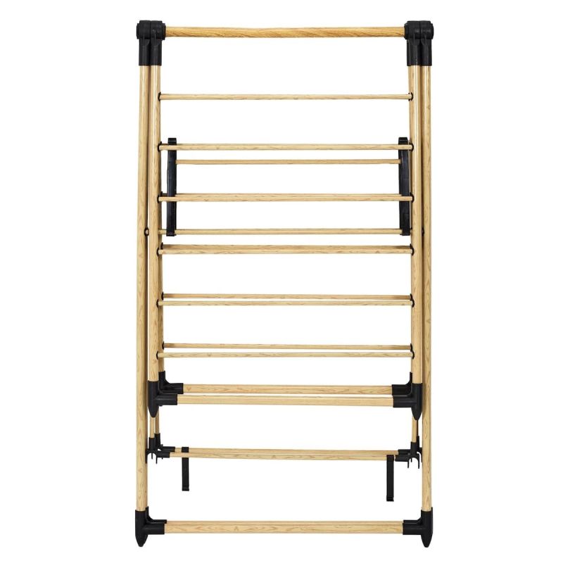 Etendoir à linge pliable 13 mètres étendage tubes métallique effet bois Etendoir à linge pliable 13 mètres étendage tubes métallique effet bois