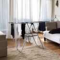 Etendoir à linge pliable 15 mètres étendage tubes métallique gris