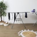 Etendoir à linge pliable 15 mètres étendage tubes métallique gris