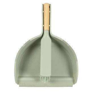Ensemble pelle et balayette vert et manche en bambou