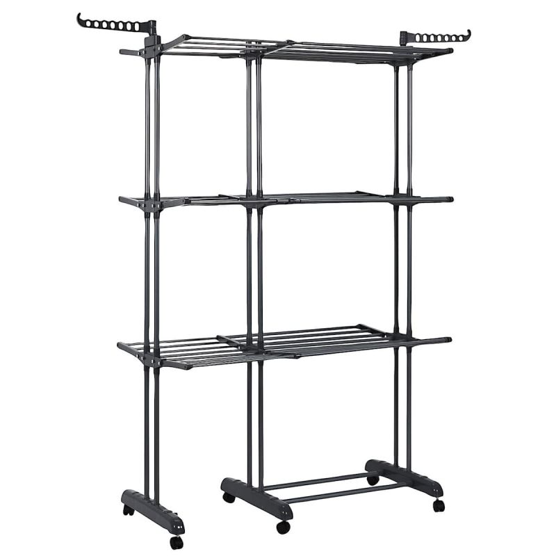 Etendoir tour 3 niveaux extensible gris foncé jusqu'à 35 mètre d'étendage Etendoir tour 3 niveaux extensible gris foncé jusqu'à 35 mètre d'étendage
