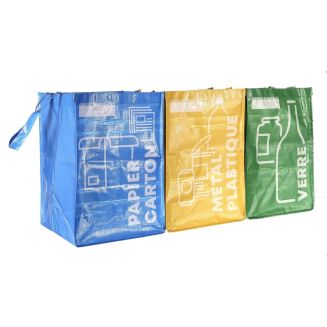Ensemble de 3 sacs de tri 25 litres 3 couleurs pour chaque déchet