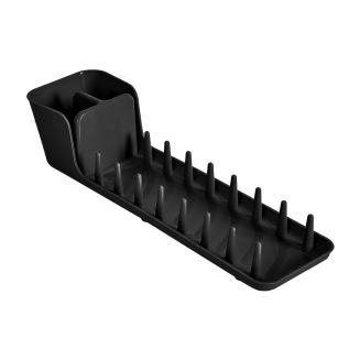 Egouttoir à vaisselle compact en plastique noir