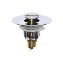 Bouchon universel avec filtre pour lavabo en cuivre et acier inoxydable diamètre 6 cm
