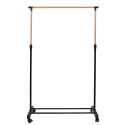 Portant hauteur ajustable sur roulettes noir et effet bois