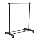 Portant hauteur ajustable sur roulettes noir et effet bois