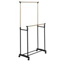 Portant double hauteur ajustable sur roulettes noir et effet bois
