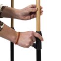 Portant double hauteur ajustable sur roulettes noir et effet bois