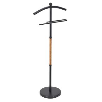 Valet de nuit noir et effet bois en métal