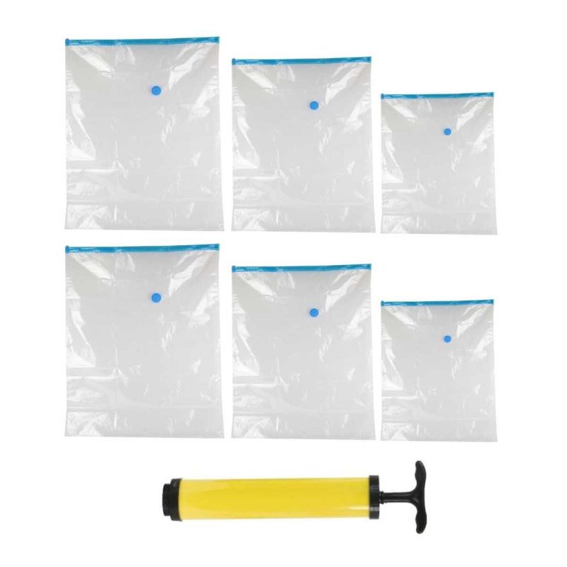 Pack de 6 housses à vide d'air avec pompe 3 tailles différentes Pack de 6 housses à vide d'air avec pompe 3 tailles différentes
