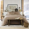Taie d'oreiller 63x63cm en flanelle de coton coloris Ficelle - HEDDA